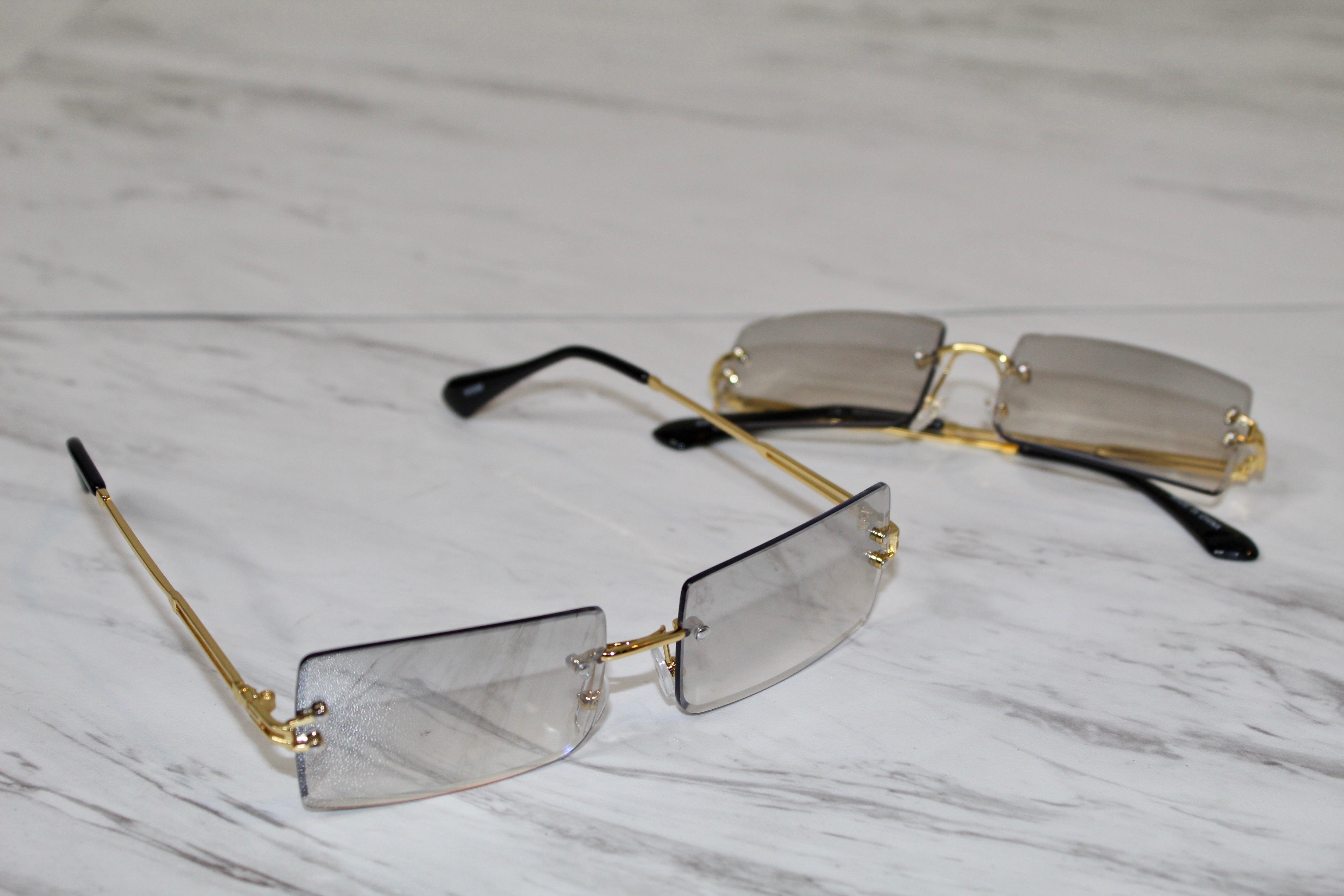 Rectangle Sunglasses - Rimless - Tinted Lens