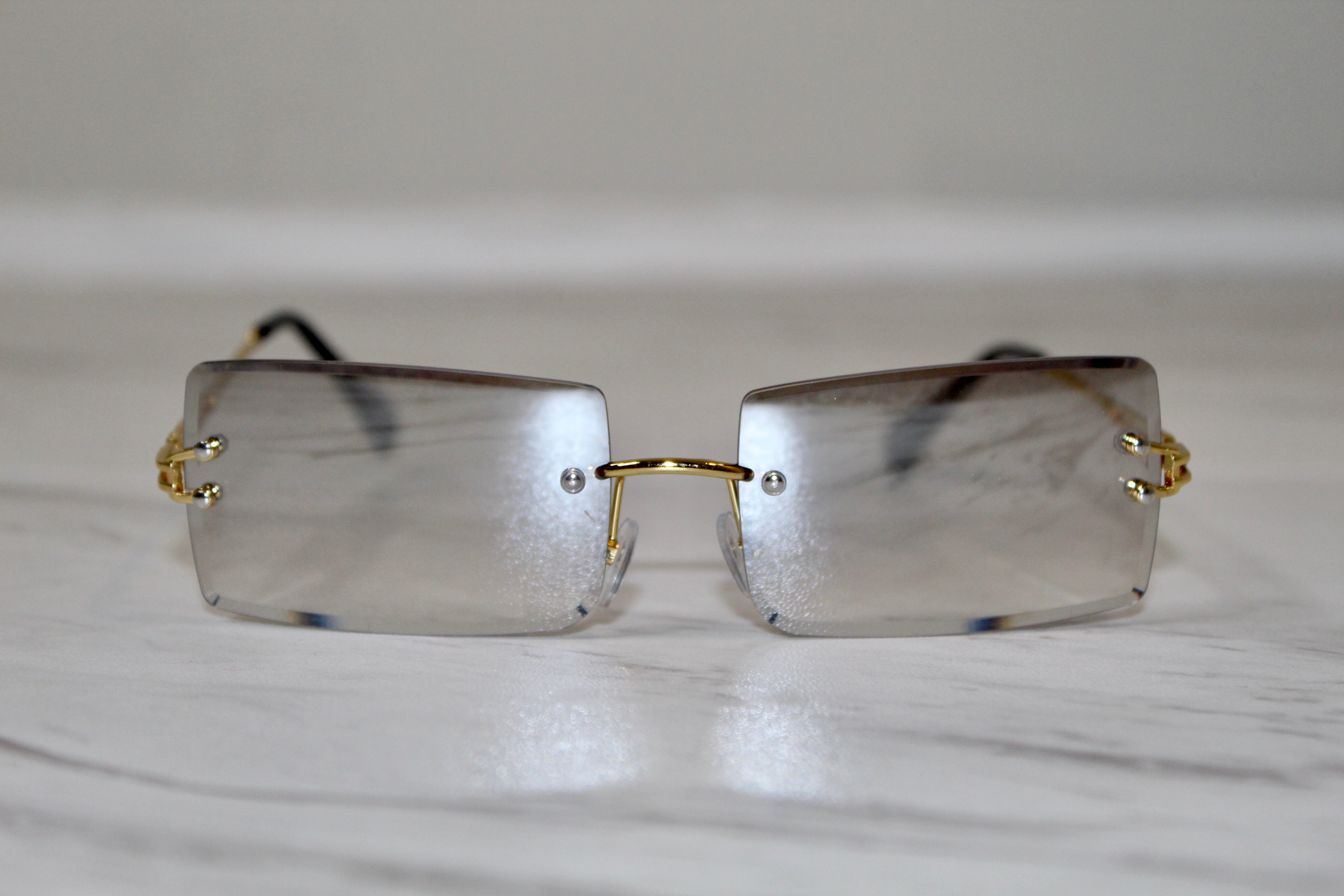 Rectangle Sunglasses - Rimless - Tinted Lens  Edit alt text