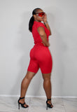 Biker Short Sets - Women's - Red